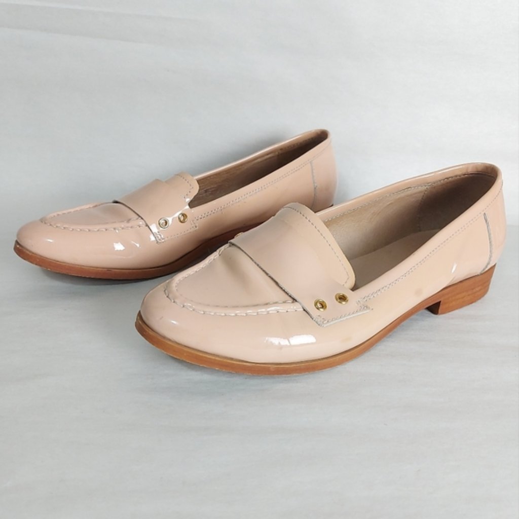 Minelli Women Loafers Size 38 Eu Nude Leathercasual Flats Comfort Low Heel Shoes